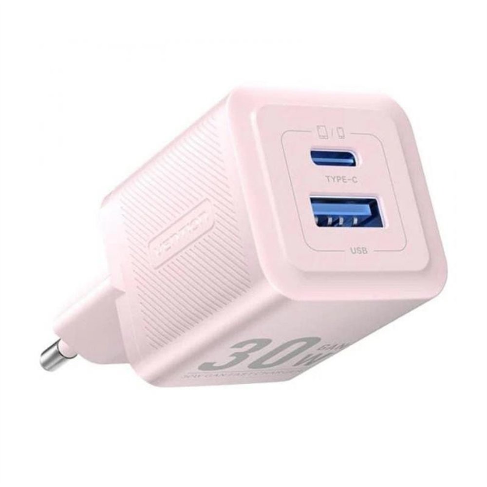 cargador de pared vention gan usb-c usb-a 30w rose