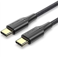 cable usb 2.0 vention tipo usb-c/m-c/m led 480mbps 3a 0.5m black
