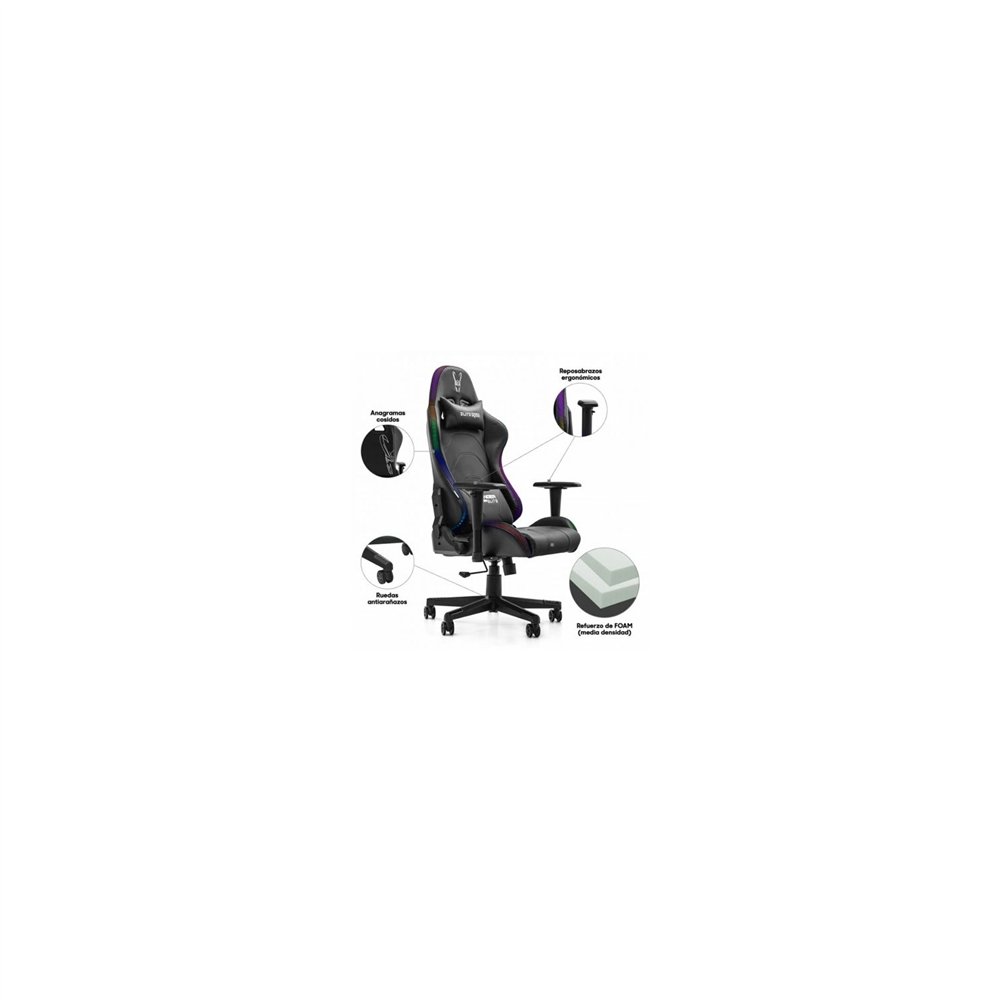 silla gamer woxter stinger station elite v2.0 piston clase 3 respaldo inclinable 5 ruedas luces led app para cambiar color y mod