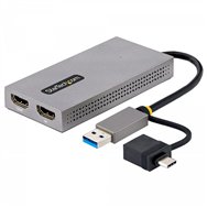 startech.com adaptador de usb a hdmi doble, usb a/c a 2 pantallas hdmi (1x 4k30hz, 1x 1080p), dongle integrado usb-a a c, cable 