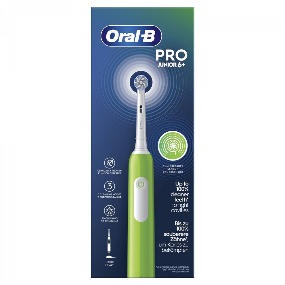 oral-b junior 8006540743027 cepillo eléctrico para dientes niño cepillo dental giratorio verde