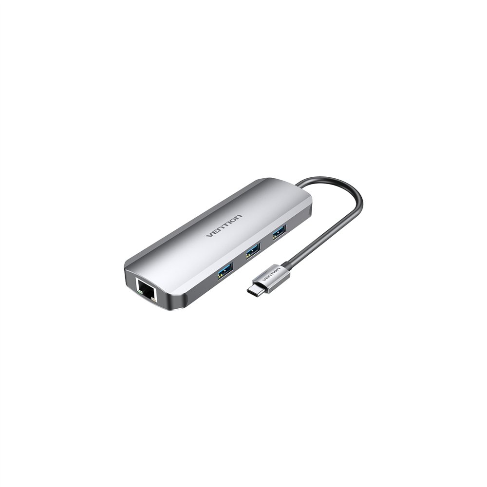 vention docking usb tipo-c tolhb/ 1xhdmi/ 3xusb/ 1xusb tipo-c pd/ 1xrj45 1xlector tarjetas sd y microsd/ jack 3.5/ gris