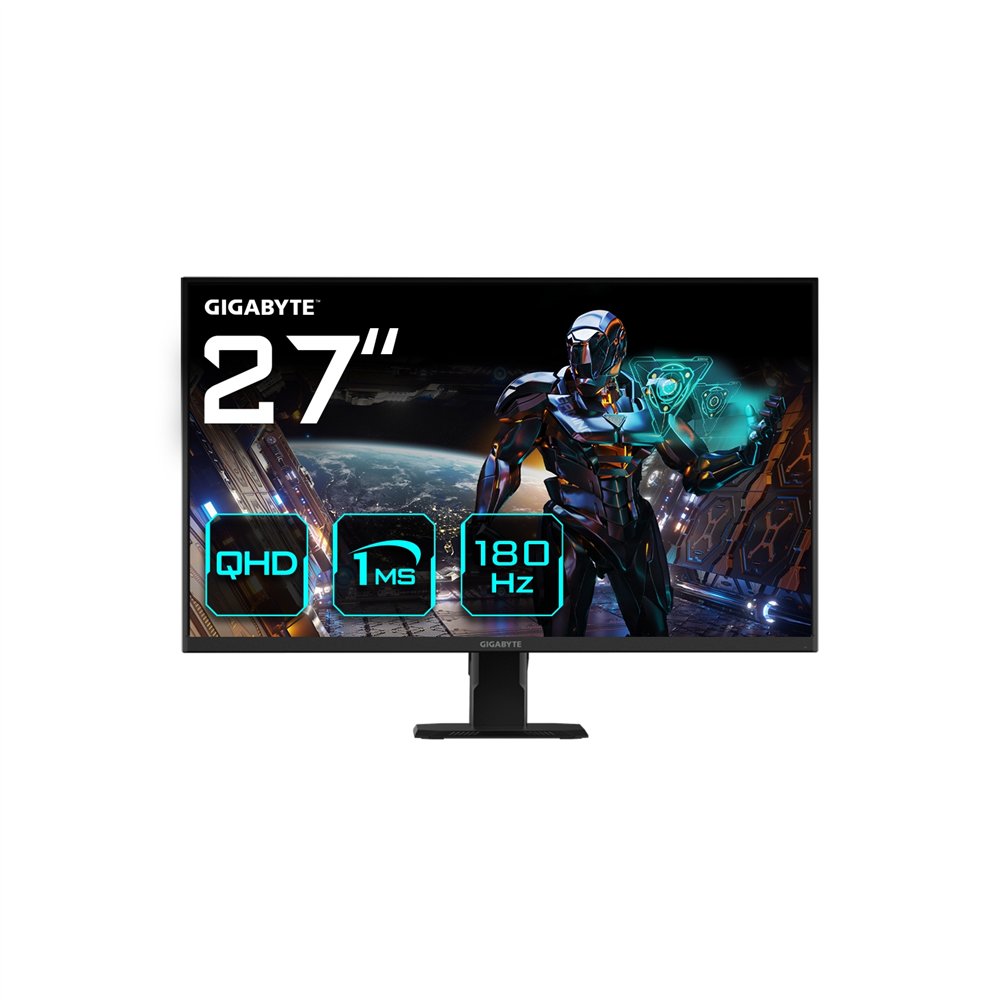 gigabyte gs27qa 27" monitor de juego qhd - 2560 x 1440 (qhd), 180hz, 1ms, 300 cd/m2, freesync, hdr ready, hdmi 2.0, displayport 