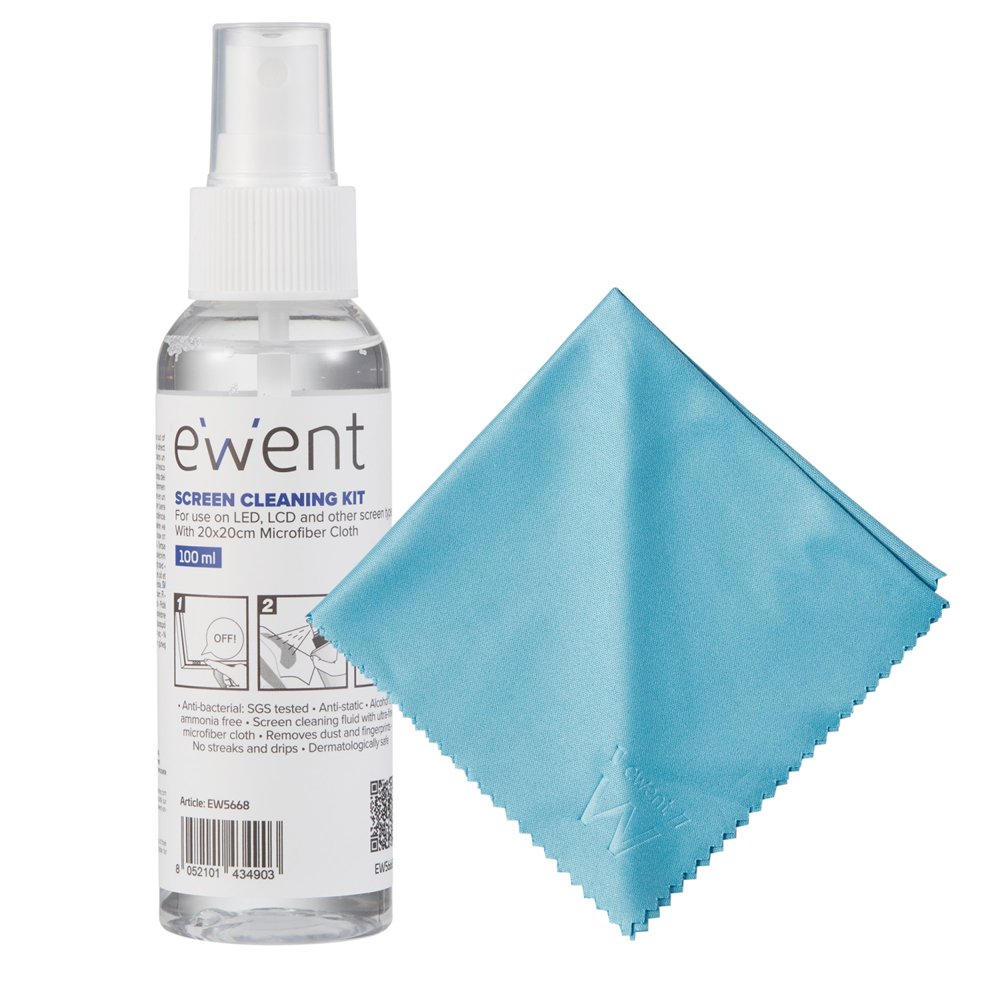 ewent ew5668 kit de limpieza para computadora pantallas / plásticos, universal kit de limpieza para equipos 100 ml
