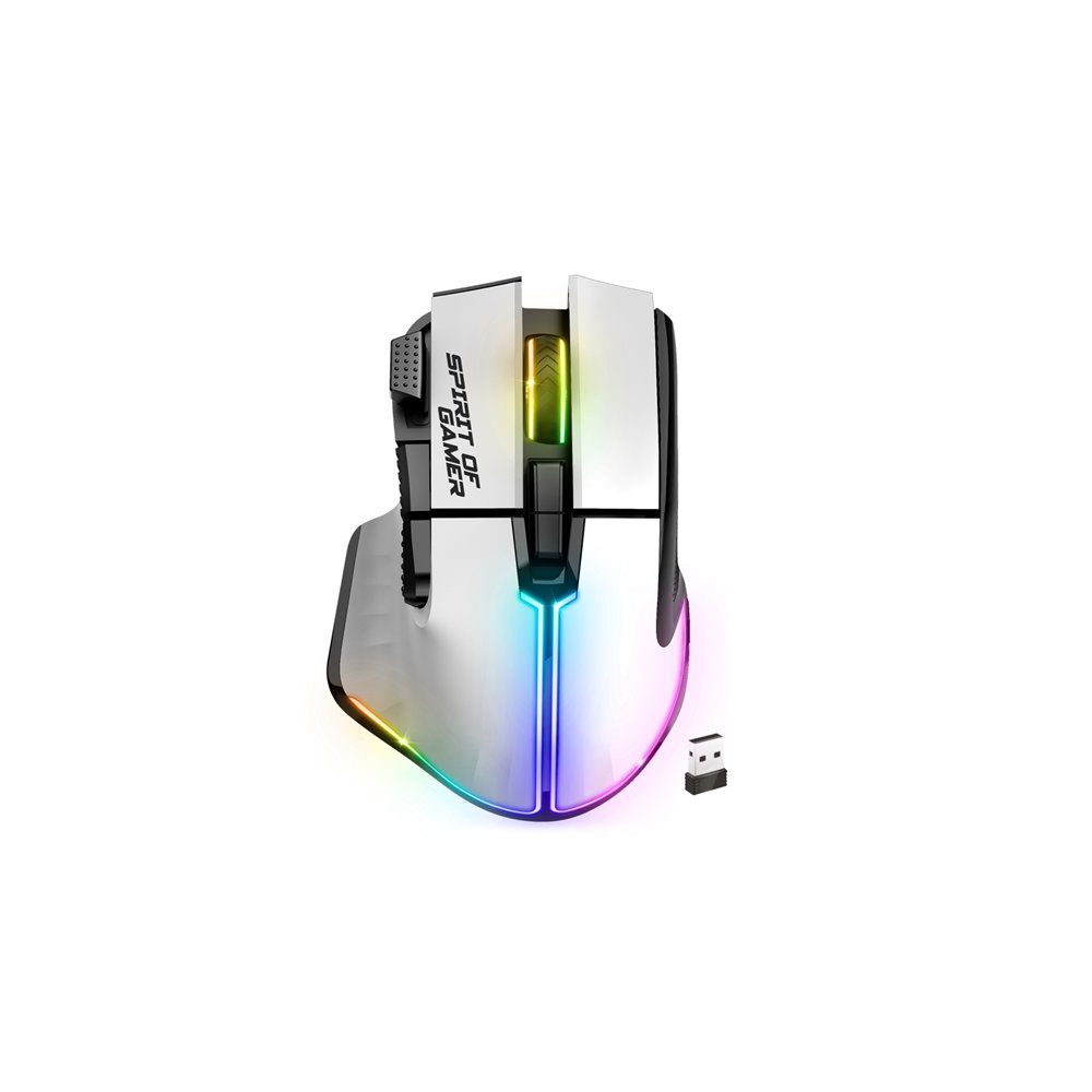 spirit of gamer pro m5 artic wireless ratón juego mano derecha rf wireless + bluetooth + usb type-c óptico 8000 dpi