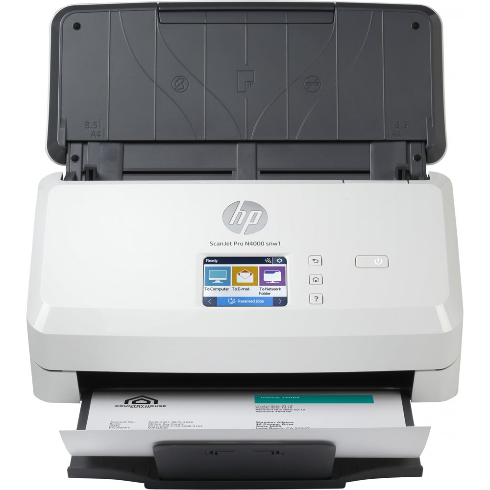 hp scanjet pro n4000 snw1 escáner alimentado con hojas 600 x 600 dpi a4 negro, blanco