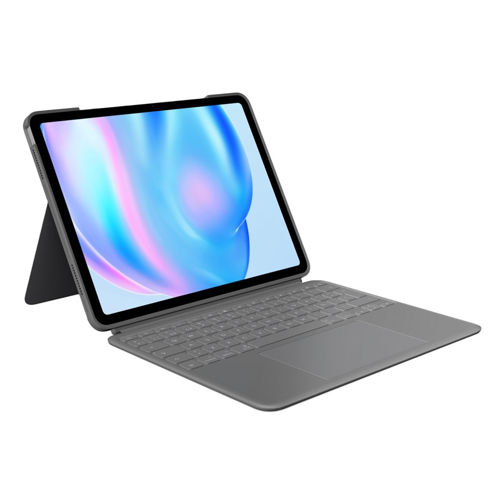 logitech combo touch, funda con teclado, ipad air 13 pulgadas (m2)(2024) - teclado retroiluminado extraíble con soporte abatible