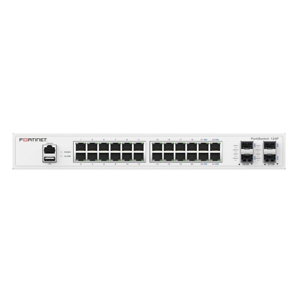 fortinet fs-124f switch gestionado l2 gigabit ethernet (10/100/1000) 1u blanco