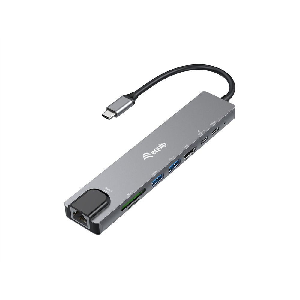 equip 133497 base para portátil y replicador de puertos alámbrico usb tipo c negro, gris