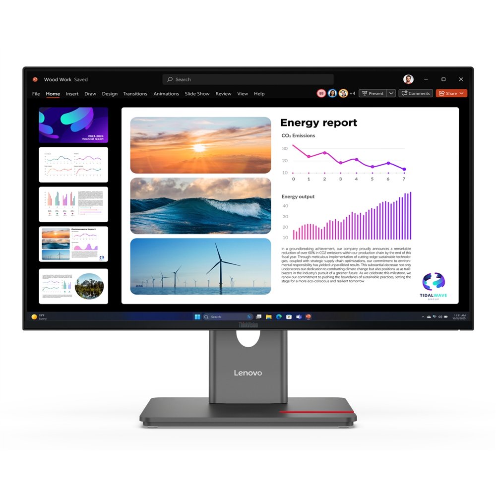 lenovo thinkvision p24q-40 pantalla para pc 60,5 cm (23.8") 2560 x 1440 pixeles quad hd lcd negro