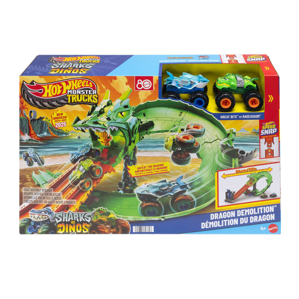 pista dragon destruction monster trucks hot wheels