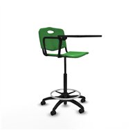 piqueras y crespo taburete robledo giratorio pl?stico verde brazo con pala diestros base poliamida ruedas engomadas 50mm