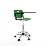 piqueras y crespo taburete robledo giratorio pl?stico verde brazo con pala diestros base cromada ruedas autofrenantes 50mm
