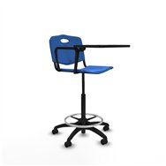 piqueras y crespo taburete robledo giratorio pl?stico azul brazo con pala diestros base poliamida ruedas engomadas 50mm