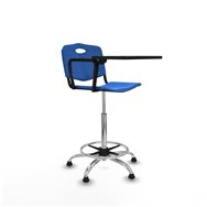 piqueras y crespo taburete robledo giratorio pl?stico azul brazo con pala diestros base cromada topes