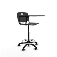 piqueras y crespo taburete robledo giratorio pl?stico negro brazo con pala diestros base poliamida ruedas engomadas 50mm