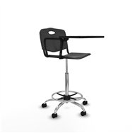 piqueras y crespo taburete robledo giratorio pl?stico negro brazo con pala diestros base cromada ruedas nailon 50mm