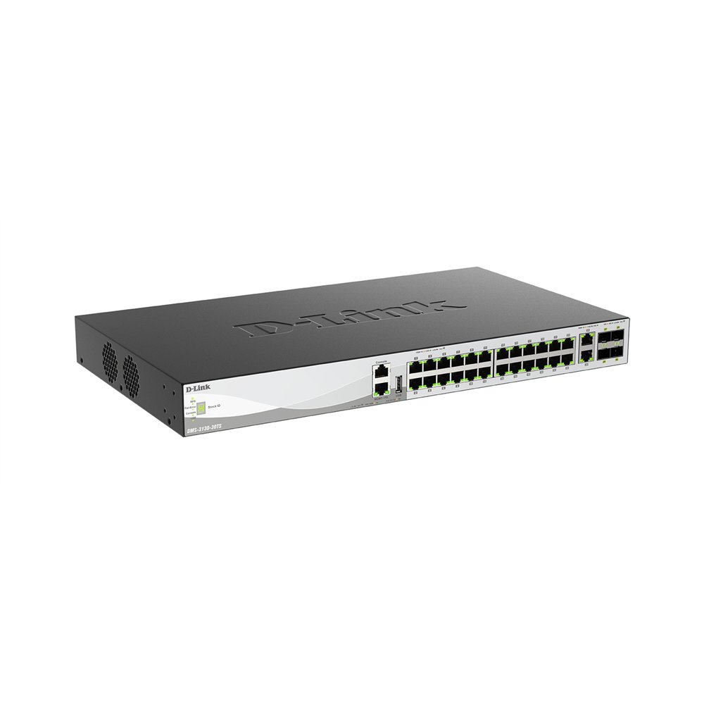 d-link dms-3130-30ts/e switch gestionado l3 10g ethernet (100/1000/10000) montaje en pared/escritorio negro