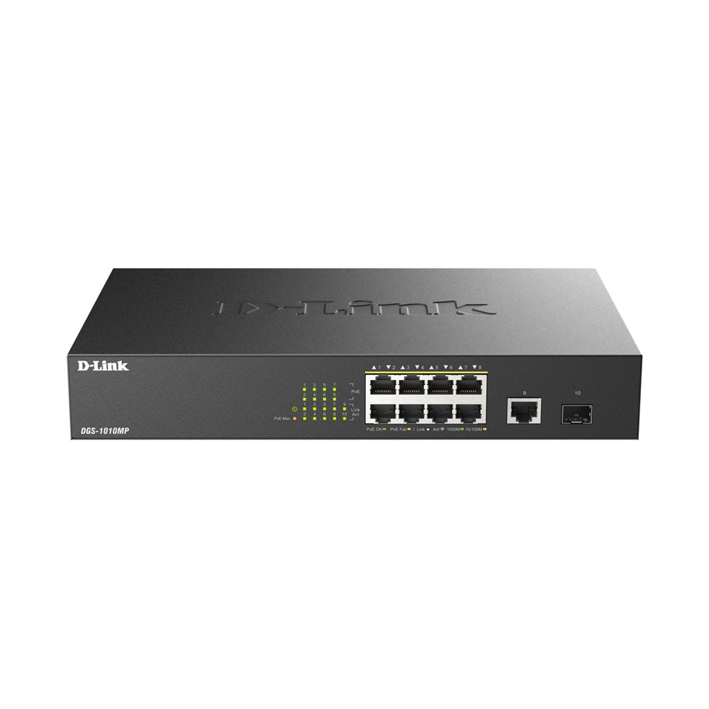 d-link dgs-1010mp/e switch no administrado l2 gigabit ethernet (10/100/1000) energía sobre ethernet (poe) 1u negro