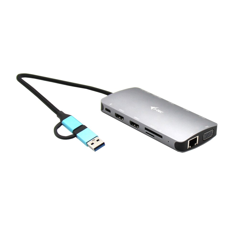 i-tec usb 3.0 usb-c/thunderbolt 3x display metal nano dock with lan + power delivery 100 w