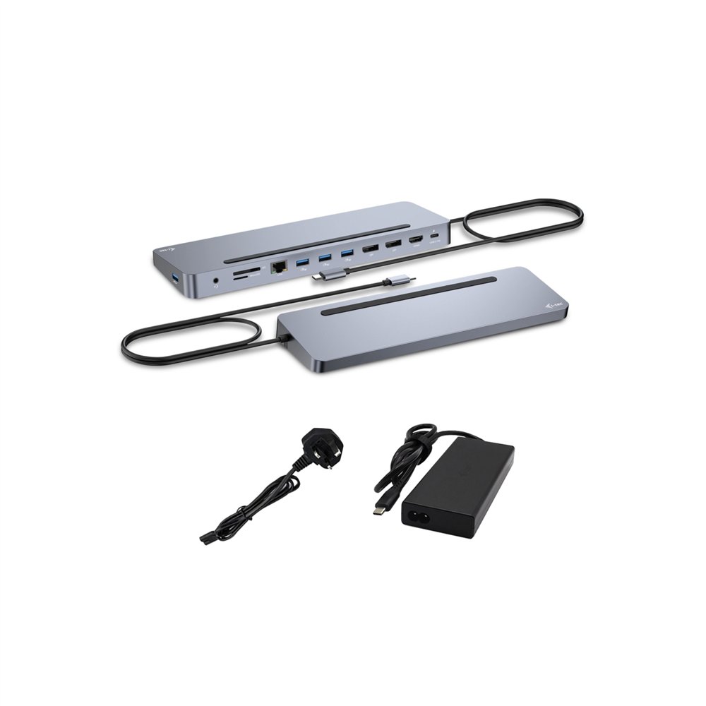 i-tec usb-c metal ergonomic 3x 4k display docking station with power delivery 100 w + universal charger 100 w
