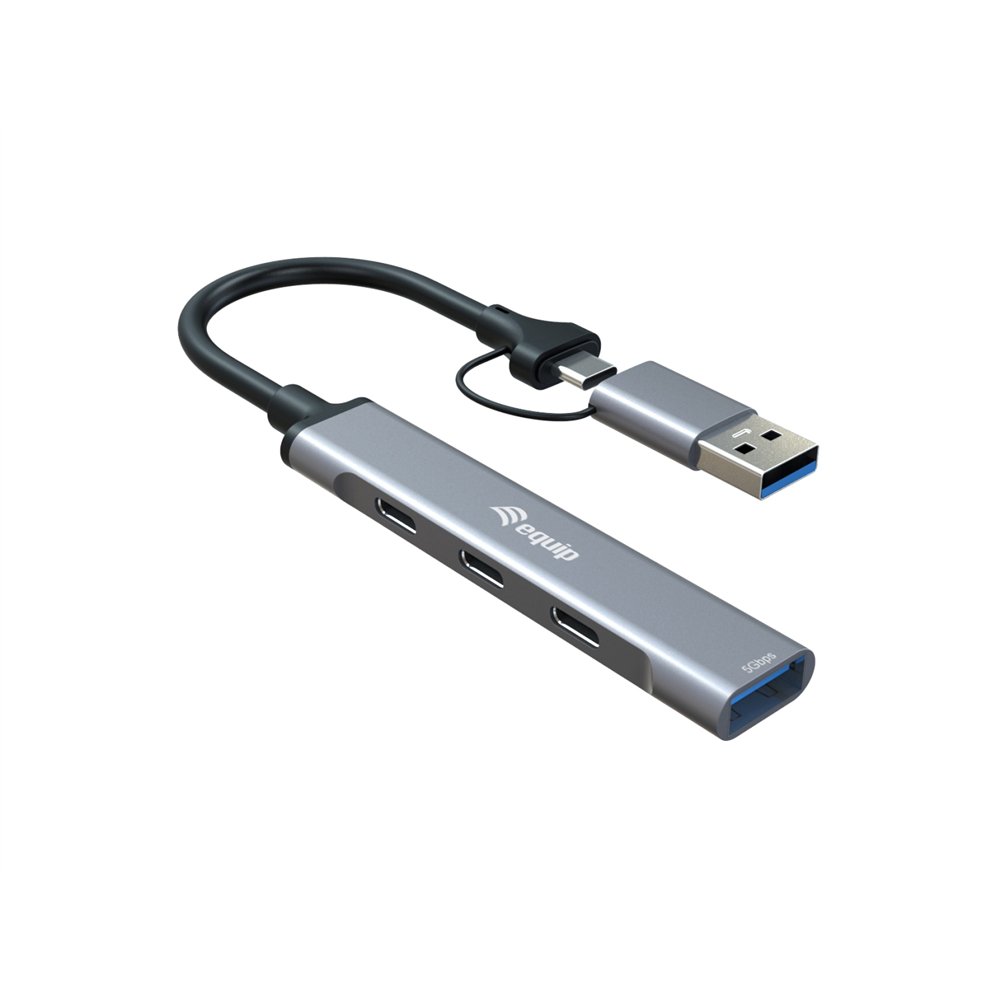 equip 128969 hub de interfaz usb 3.2 gen 1 (3.1 gen 1) type-c 5000 mbit/s gris