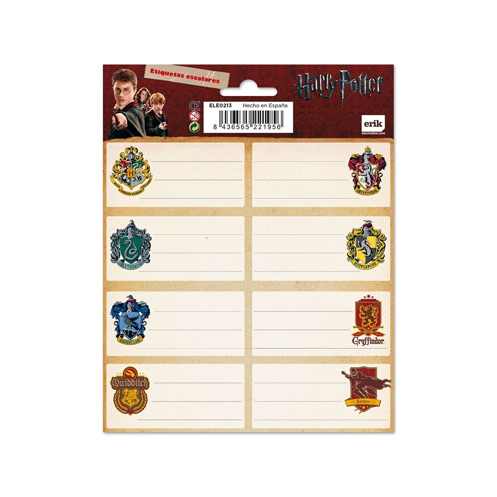 etiquetas adhesivas escudos harry potter