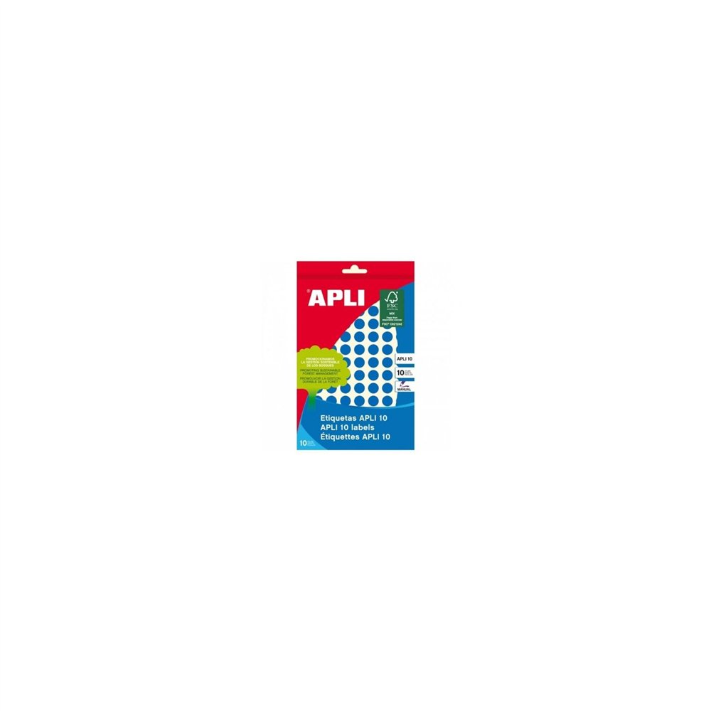 etiquetas adhesivas circulares apli para escritura manual 10mm 1008 etiquetas azul 02731