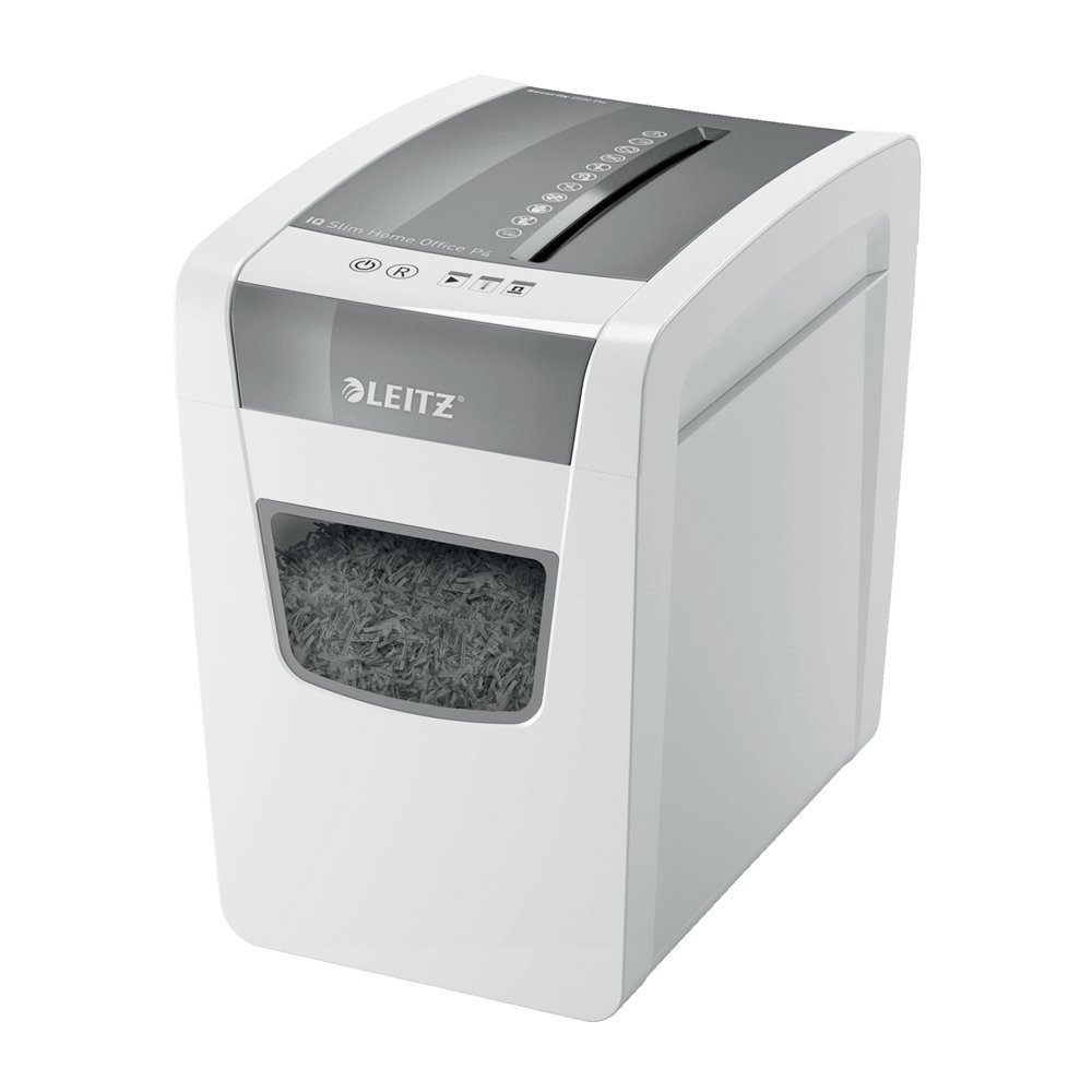 leitz iq slim office p-4 triturador de papel corte cruzado 22 cm blanco