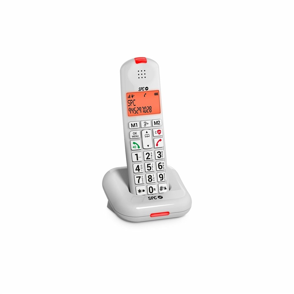 spc comfort kairo teléfono dect identificador de llamadas blanco