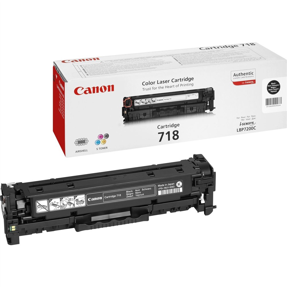 canon crg-718 bk cartucho de tóner 1 pieza(s) original negro