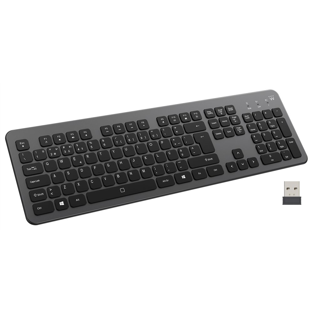 ewent ew3296 teclado universal rf inalámbrica + usb qwerty español negro, gris