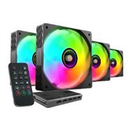 kit mars gaming 4 ventiladores argb+hub argb (mfsi4kit)