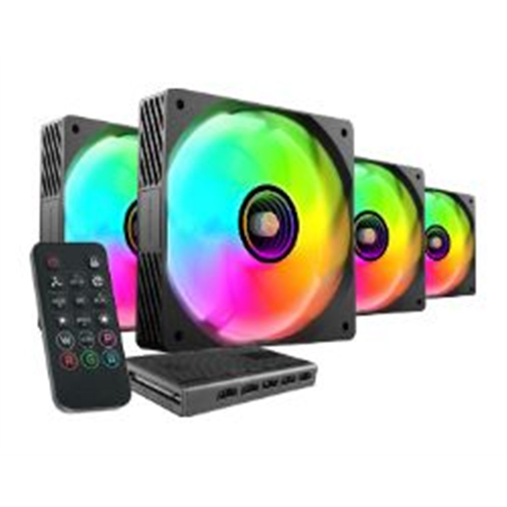 kit mars gaming 4 ventiladores argb+hub argb (mfsi4kit)