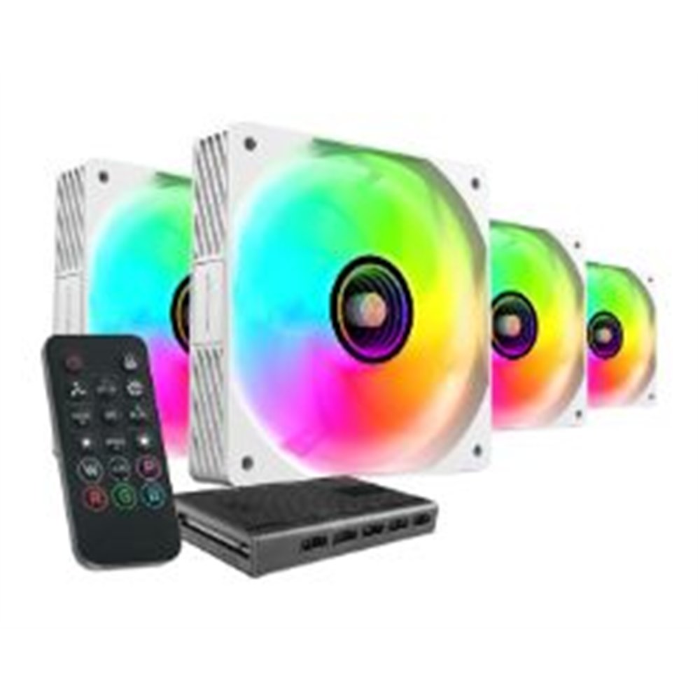 kit mars gaming 4 ventiladores argb+hub argb(mfsi4kitw)