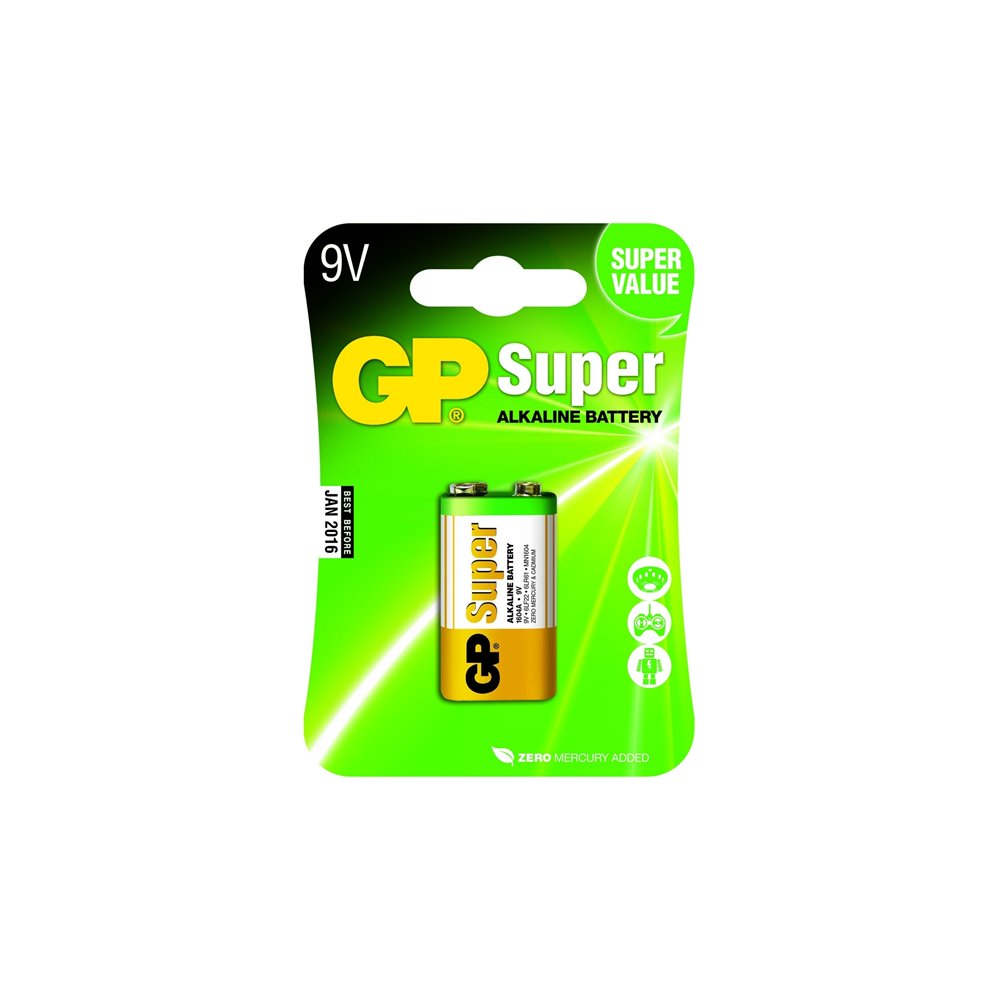 gp batteries super alkaline 9v batería de un solo uso alcalino