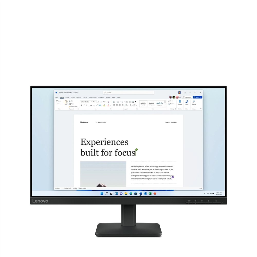 lenovo l24-4e pantalla para pc 60,5 cm (23.8") 1920 x 1080 pixeles full hd lcd negro