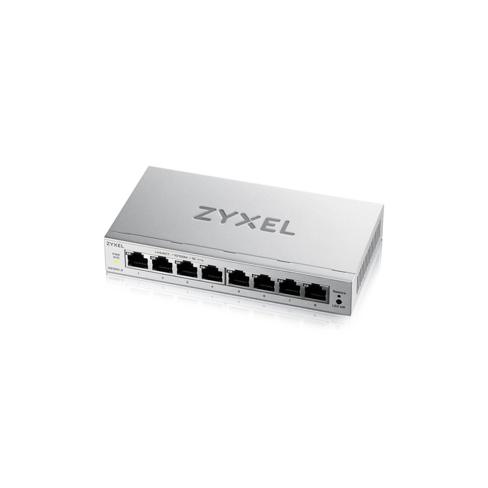 zyxel gs1200-8v3 gestionado l2 gigabit ethernet (10/100/1000) escritorio gris