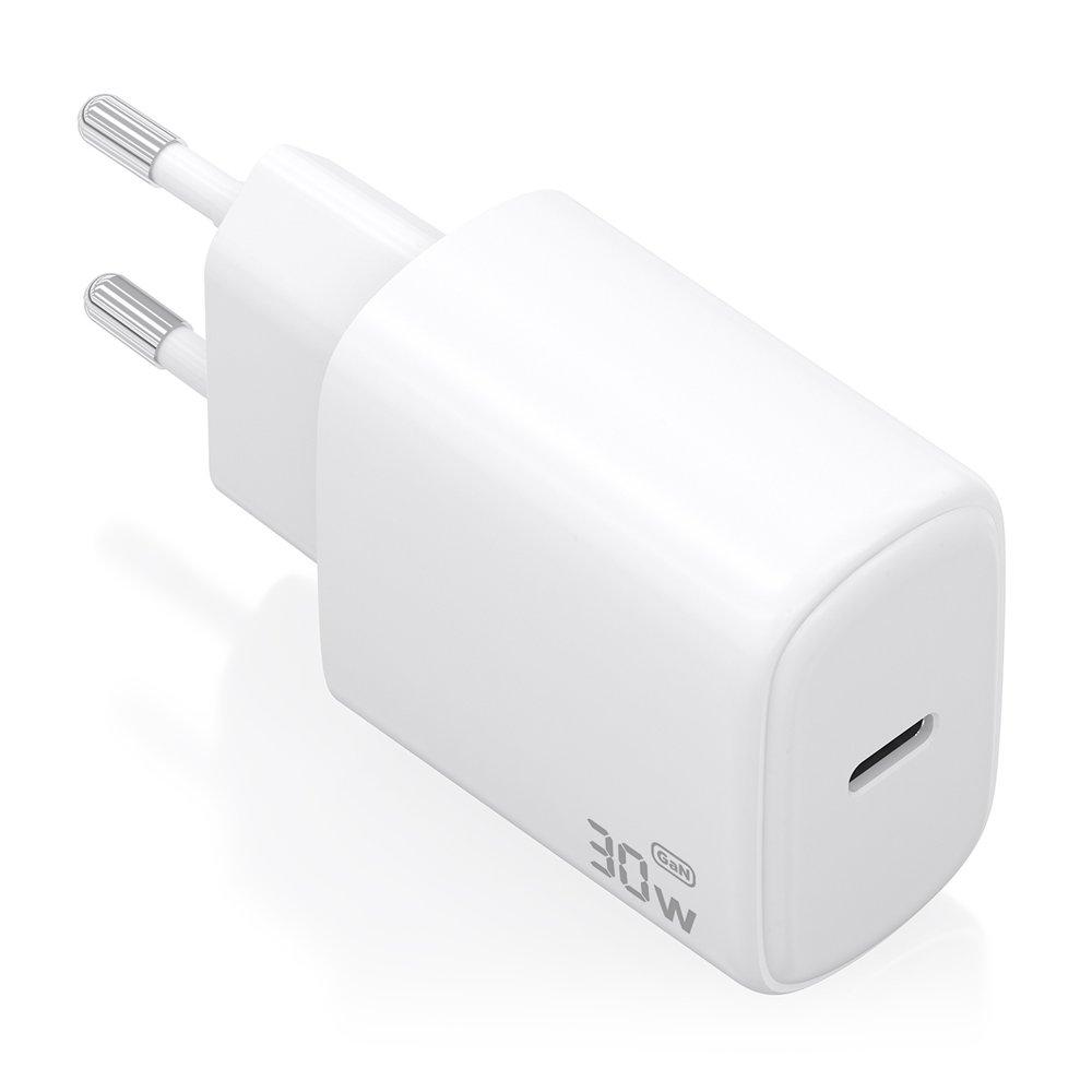 aisens cargador gan 30w, 1xusb-c pd3.0, blanco
