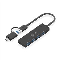 aisens hub usb 3.1 usb-c usb-a, usb-c/m+usb-a/m-4xtipo a/h, negro, 15cm