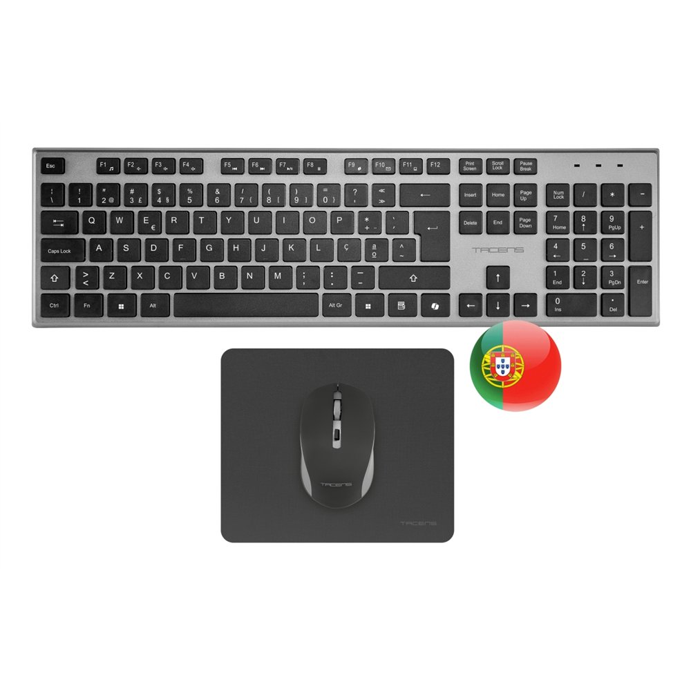 tacens 6zenithpt teclado ratón incluido hogar / oficina rf inalámbrico qwerty portugués gris