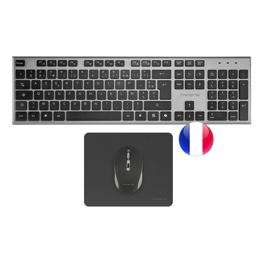 tacens 6zenithfr teclado ratón incluido hogar / oficina rf inalámbrico azerty francés gris