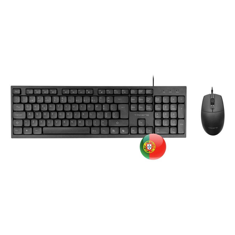tacens anima acp02pt teclado ratón incluido hogar / oficina usb qwerty portugués negro