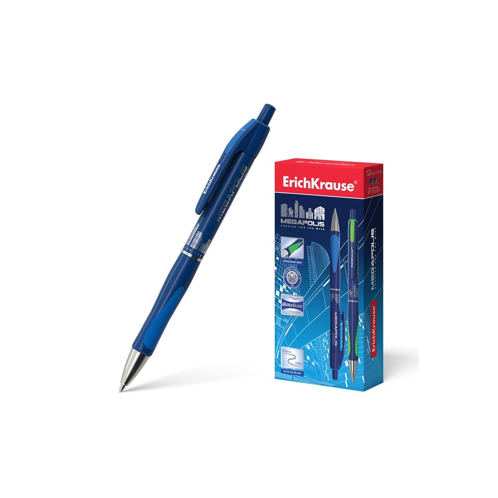 erichkrause 31 bolígrafo azul bolígrafo de punta retráctil con pulsador medio 12 pieza(s)