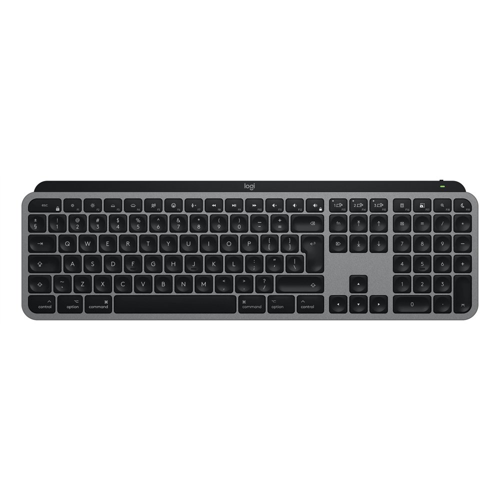 logitech master mx keys s for mac teclado oficina rf wireless + bluetooth qwerty internacional de ee.uu. aluminio, negro