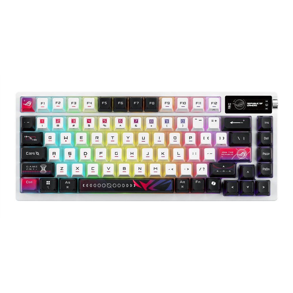 asus rog azoth x teclado juego usb + rf wireless + bluetooth negro, blanco