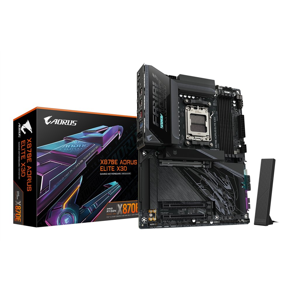 gigabyte x870e aorus elite x3d placa base – compatible con procesadores amd ryzen 9000, vrm digital de 16+2+2 fases, hasta 9000 