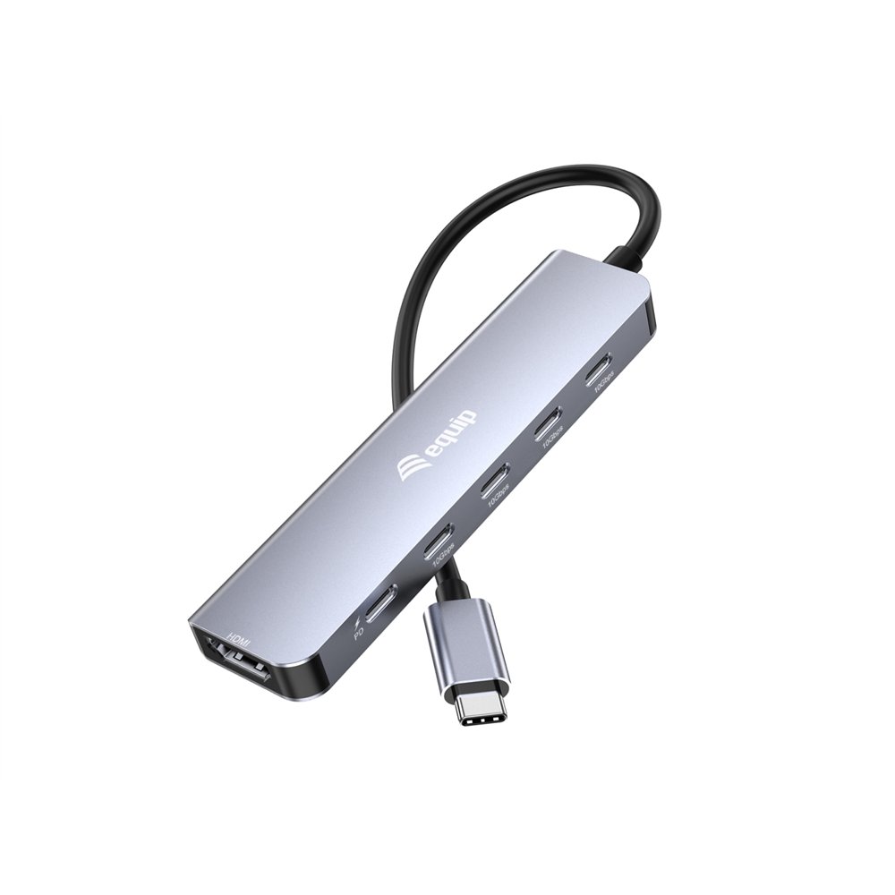 equip 133499 base para portátil y replicador de puertos alámbrico usb 3.2 gen 2 (3.1 gen 2) type-c gris