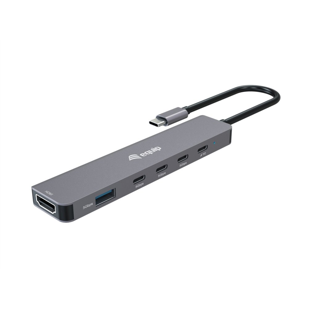 equip 133500 base para portátil y replicador de puertos alámbrico usb 3.2 gen 1 (3.1 gen 1) type-c gris