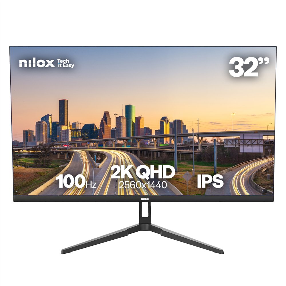 nilox monitor 32 ips 100 hz hdmi y dp pantalla para pc 81,3 cm (32") 2560 x 1440 pixeles quad hd lcd negro